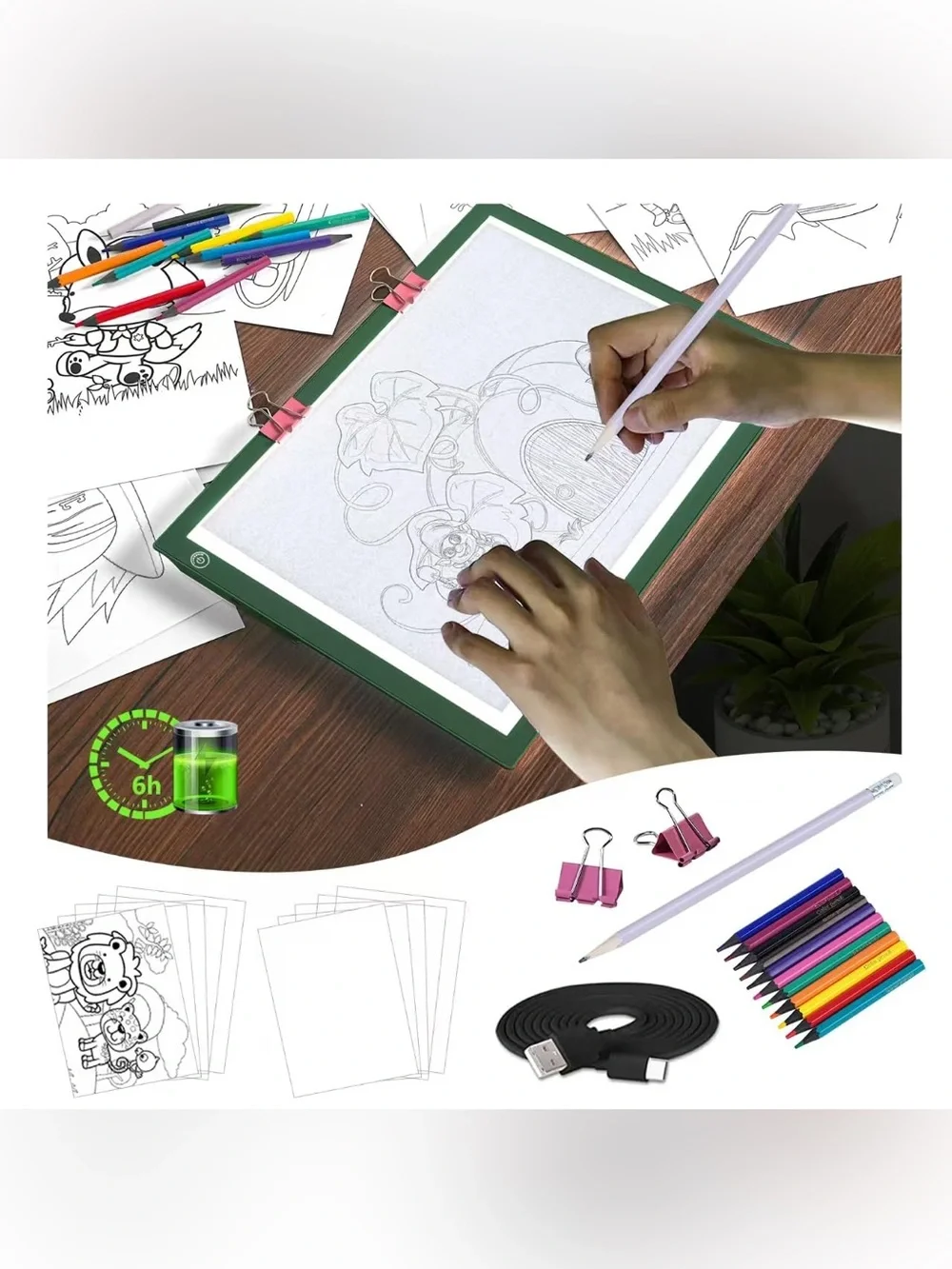 LooEooDoo Light Up Tracing Pad LED Rechargeable Illuminated Tracer GGE15